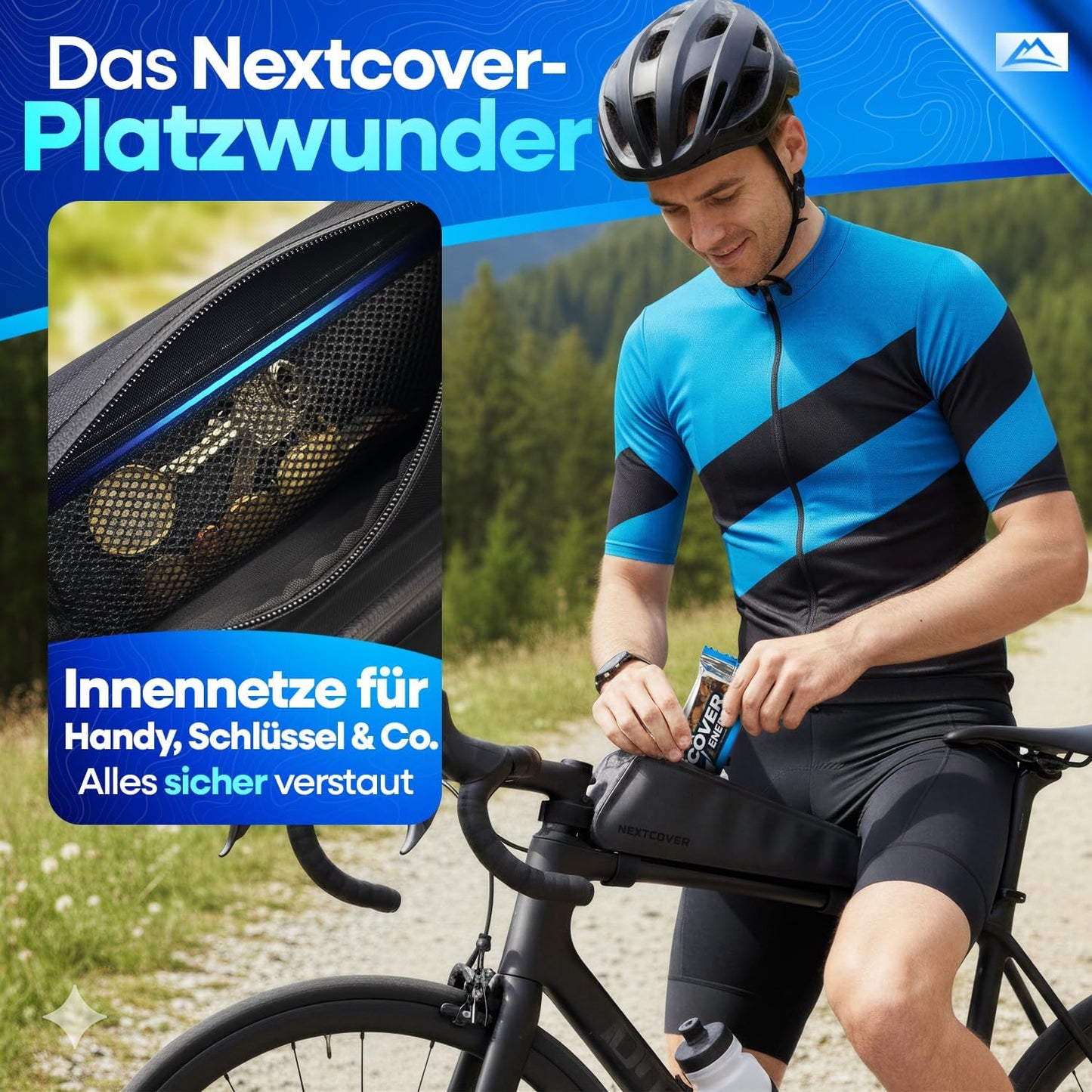 Bikepacking Oberrohrtasche Klett, Klettbänder