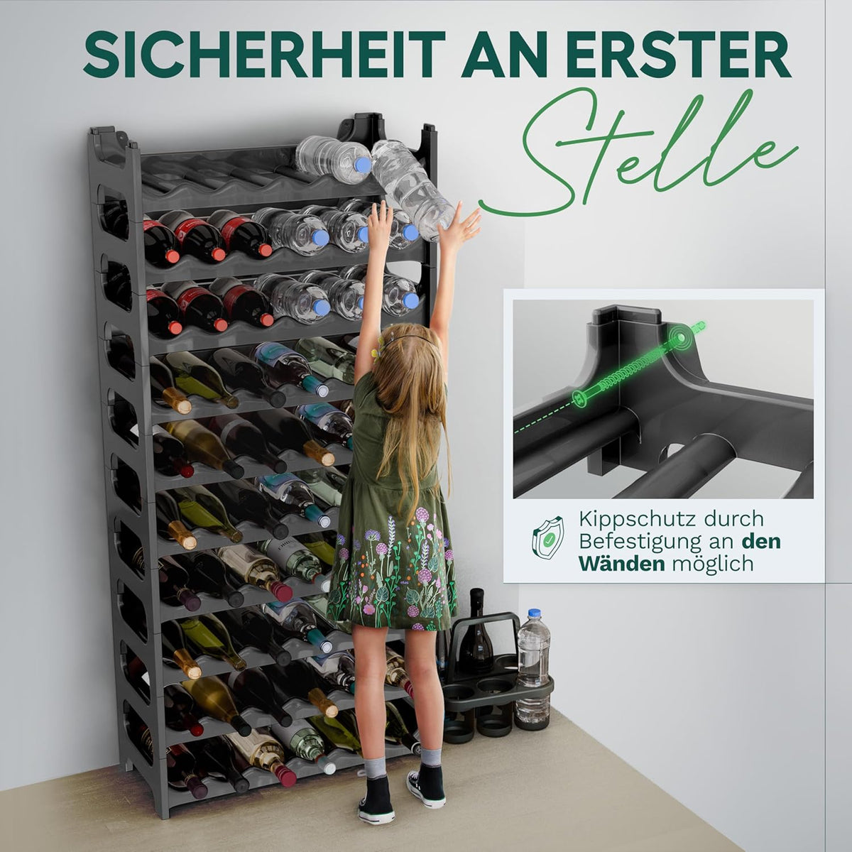 Modulares Flaschenregal für 60 Weinflaschen, für 60 Flaschen