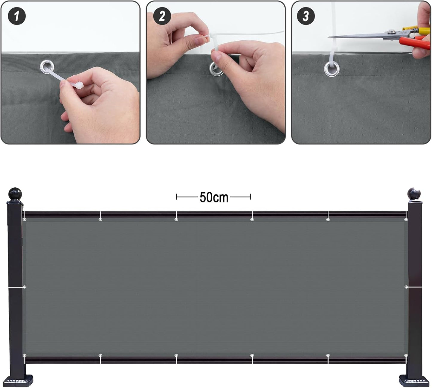 Balkon Sichtschutz UV- und wetterfest, 0.9x6m Anthrazit