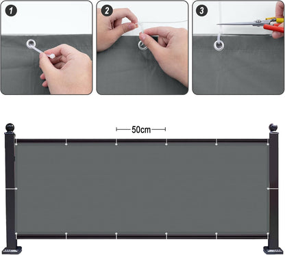 Balkon Sichtschutz UV- und wetterfest, 0.9x6m Anthrazit