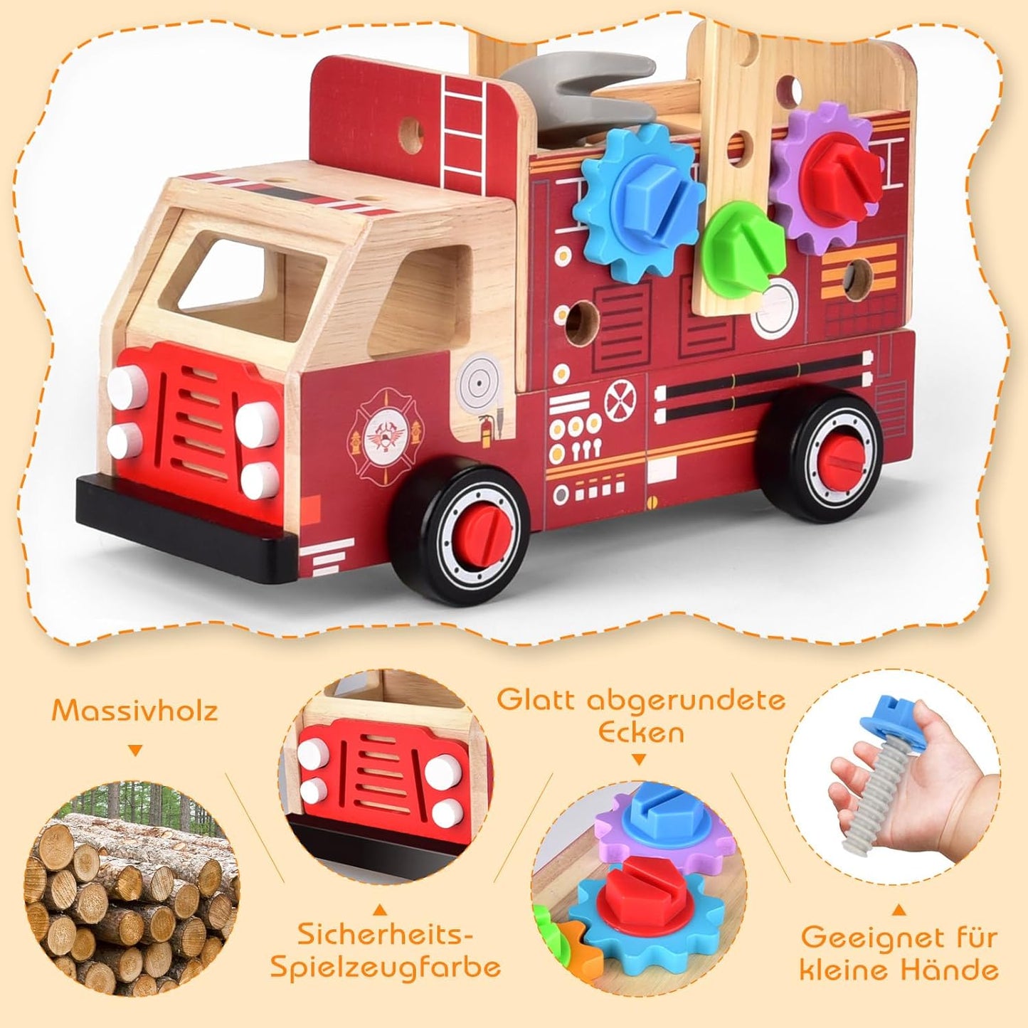 2-in-1 Werkzeugkoffer für Kinder, 2-in-1 Feuerwehrauto