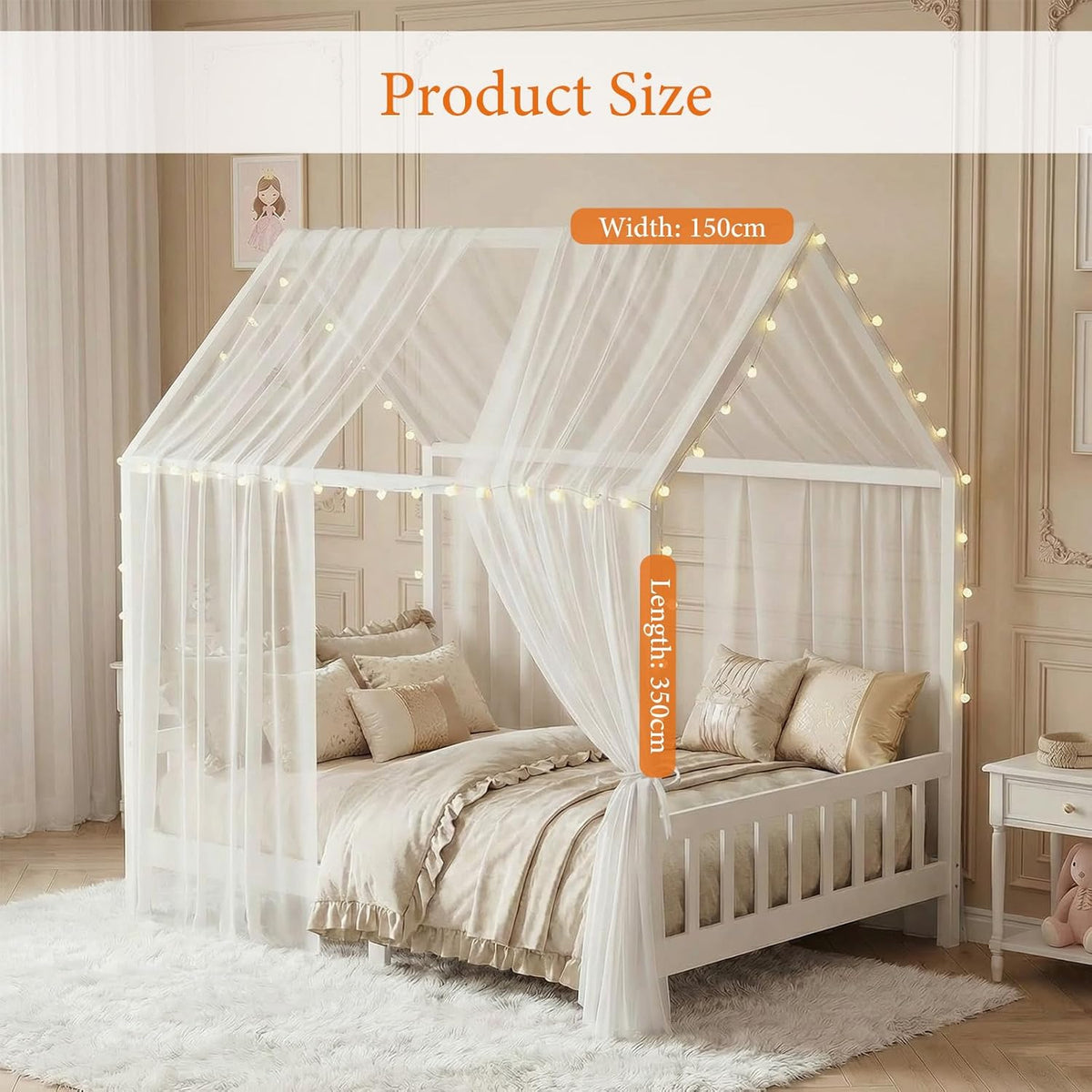 2er-Set Hausbett-Himmel für Kinderzimmer