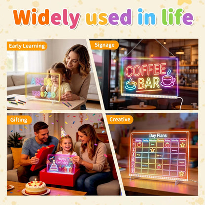 LED-Zeichenbrett für Kinder, 7 Filzstifte + Netzteil