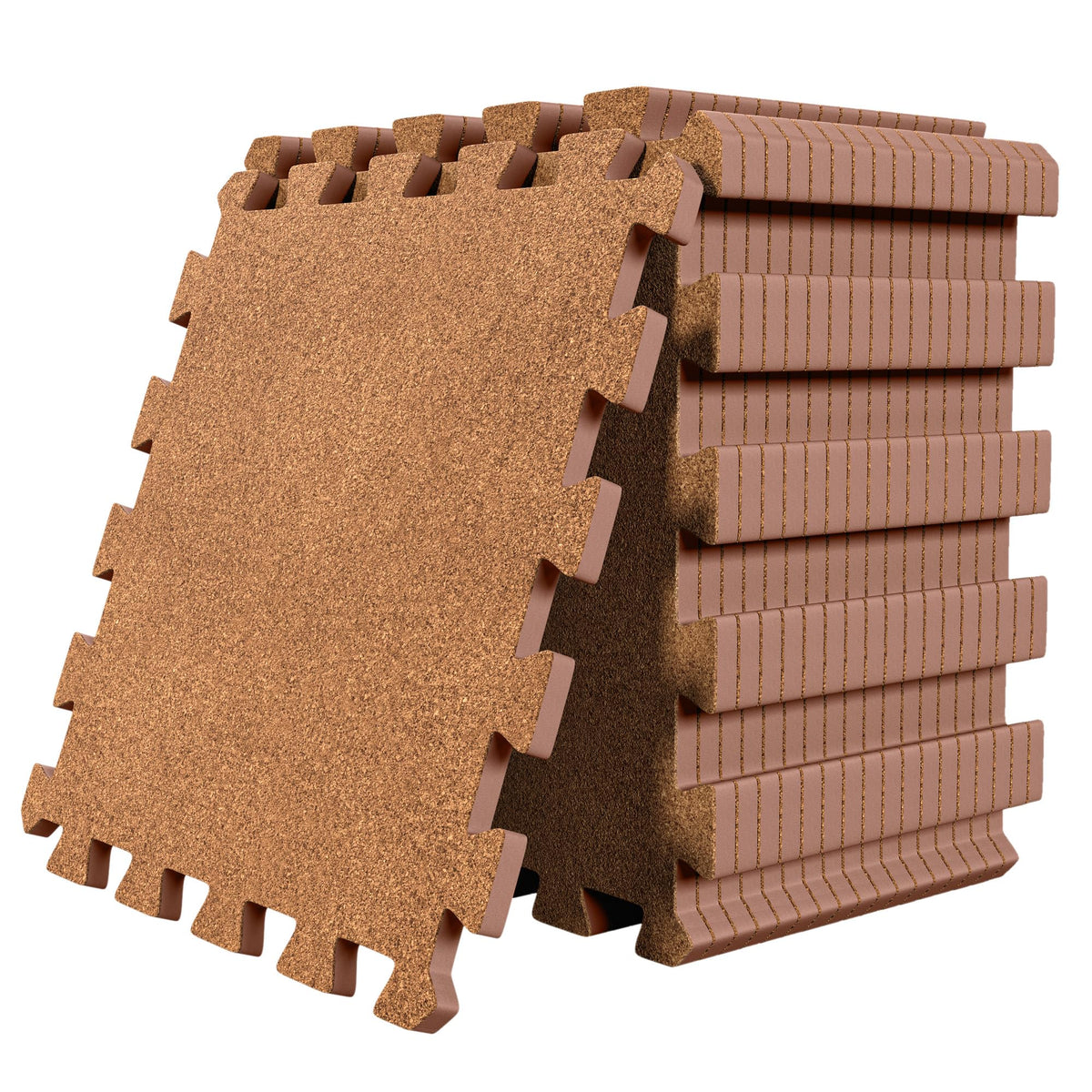 18er-Set Schutzmatten für Fitness, Cork | 18 Matten | 1,67 M² 32L x 32B x 1D cm