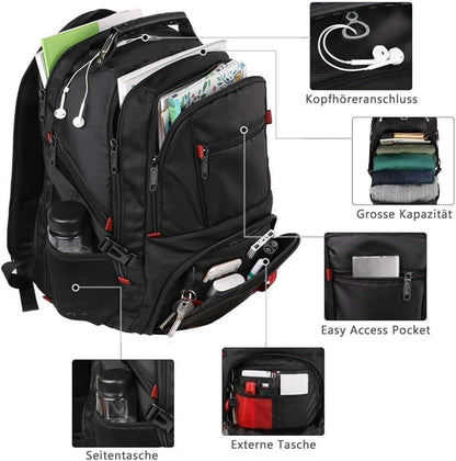 Schulrucksack Anti-Diebstahl (17,3 Zoll), 17.3 Zoll ; Schwarz