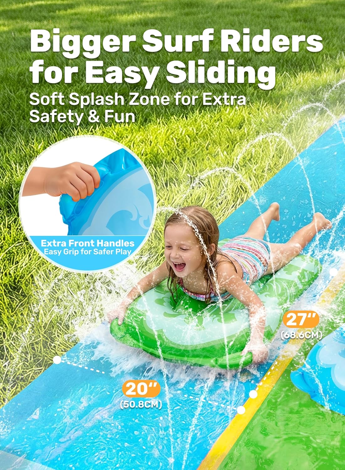 Wasserrutsche mit Bodyboards und Sprinkler, 685,8 cm Blau, Grün