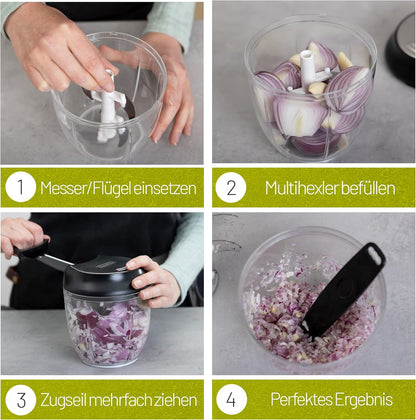 Manueller Zwiebelschneider mit Seilzug, Zwiebelschneider 940 Ml
