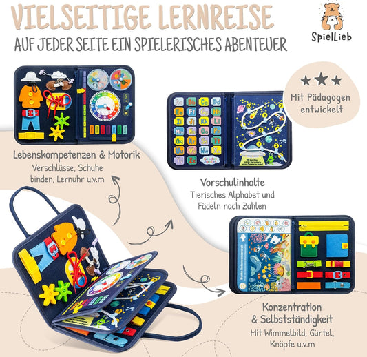 Montessori Busy Board für Kinder ab 3 Jahren, Blau
