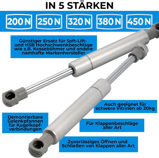 Gasdruckfeder Ersatz 2er-Set 250 N, 1 Paar 250 N