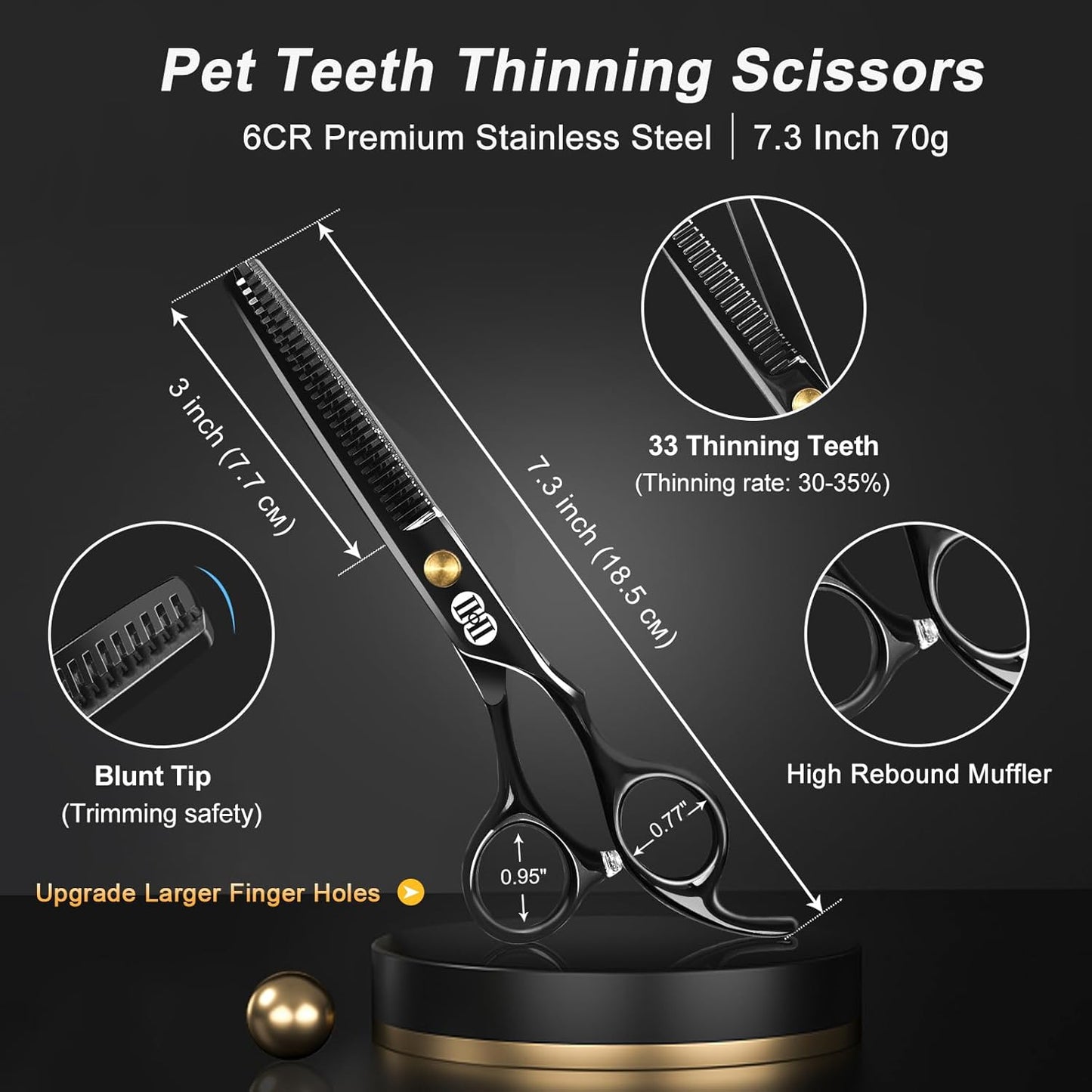 10-teiliges Fellpflegeset, Schwarz Fellschere Hunde / 10-In-1 Schwarz Hundeschere