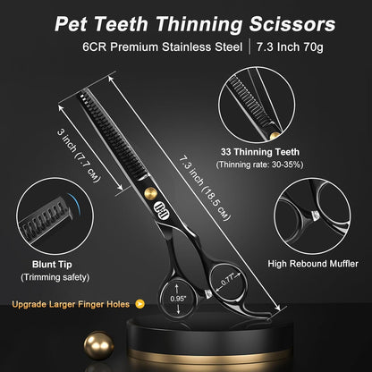 10-teiliges Fellpflegeset, Schwarz Fellschere Hunde / 10-In-1 Schwarz Hundeschere