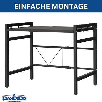 Verstellbares Mikrowellenregal 2-stufig, Schwarz 2 Stufig / Höhe 46 cm