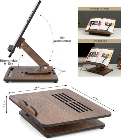 Verstellbarer Buch- und Laptop-Ständer aus Holz