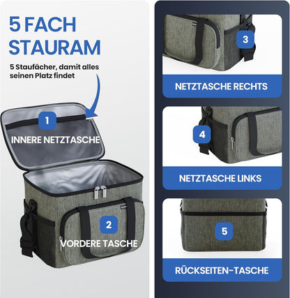 Faltbare Kühltasche mit Flaschenöffner & verstärktem Boden, Olivgrün 30L