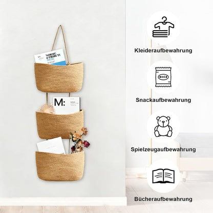 Hänge-Organizer aus Baumwollseil, Grasgelb