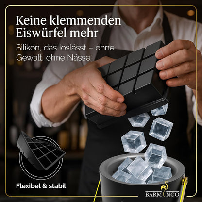 3er-Set XXL-Eiswürfelform, 15 XXL Würfel Schwarz 3