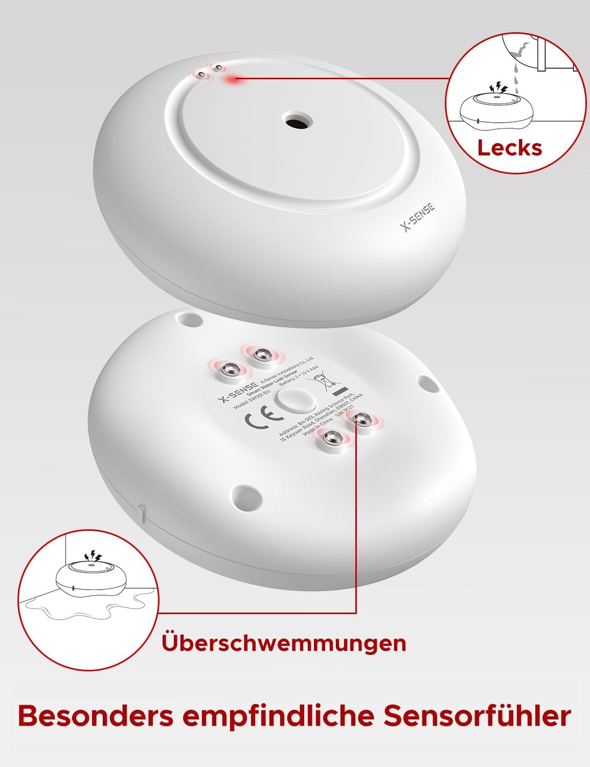 Wasserlecksensoren, Weiss Wassermelder