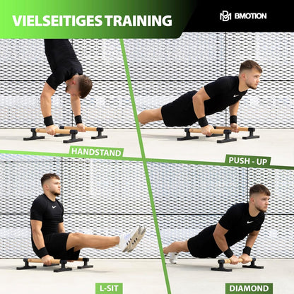 Parallettes Liegestützgriffe mit Handgelenksbandagen