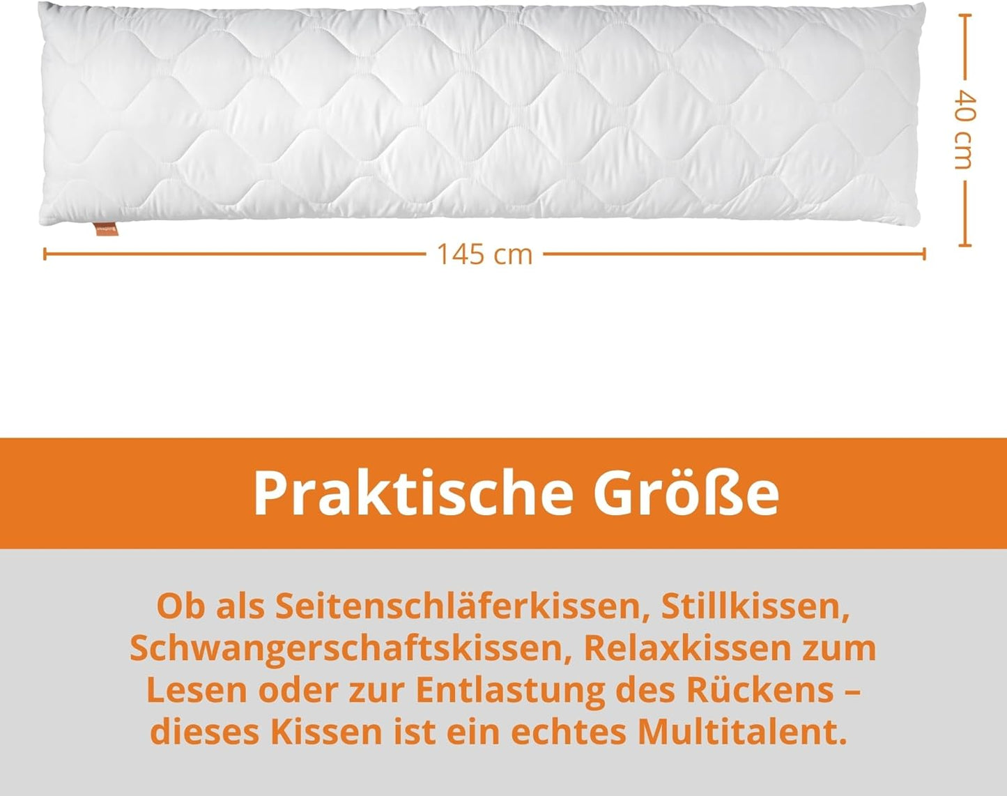 Seitenschläferkissen, 40 x 145 cm, 40 x 145 cm Mikrofaser