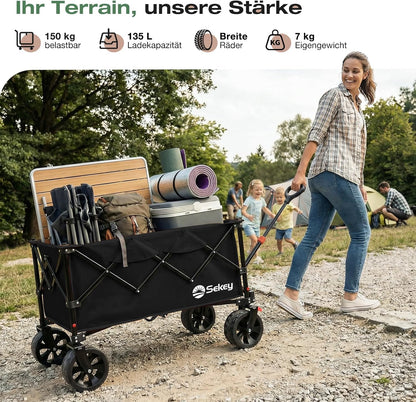 Faltbarer Bollerwagen 4031 All Terrain, Schwarz 135L
