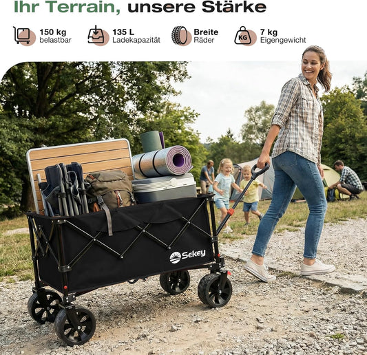Faltbarer Bollerwagen 4031 All Terrain, Schwarz 135L