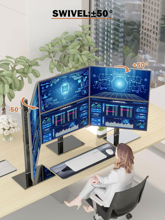 Vertikaler Dual Monitor Ständer für 13-34 Zoll Bildschirme, Schwarz