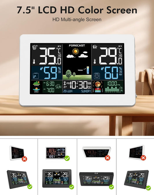 Funk-Wetterstation mit Aussensensor, Weiss