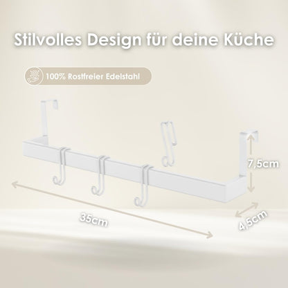 Geschirrtuchhalter ohne Bohren (inkl. 4 Haken), Weiss