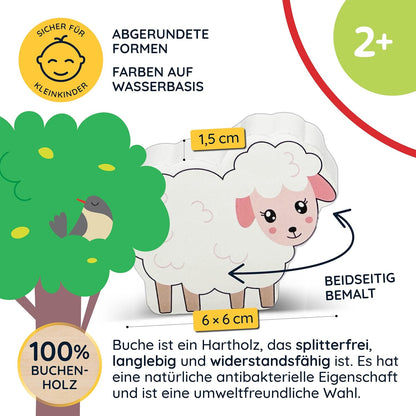 Fädelspiel Bauernhof mit Holzfiguren und Spielbrett