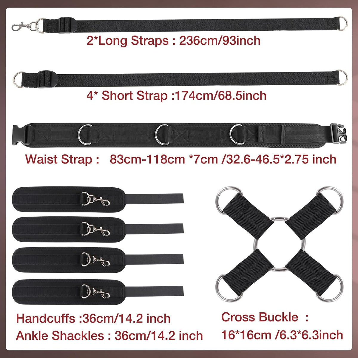 Bondage Bettfessel-Set, Schwarz