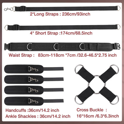 Bondage Bettfessel-Set, Schwarz