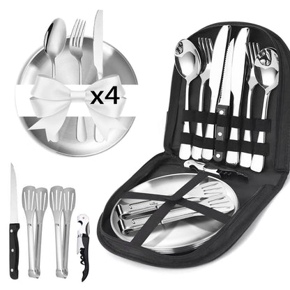 Camping Geschirr- und Besteckset, 4