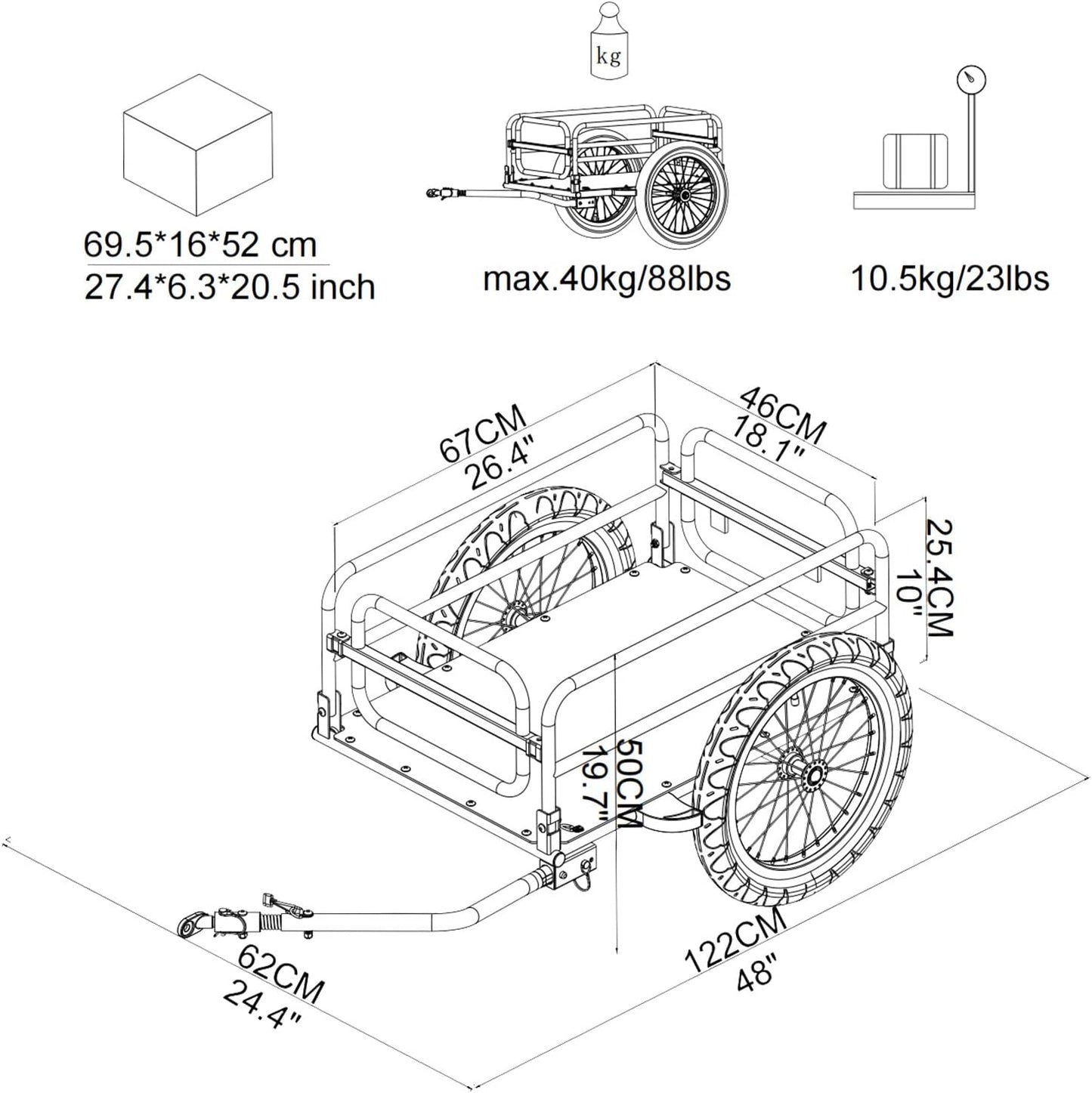 Klappbarer Fahrrad-Lastenanhänger