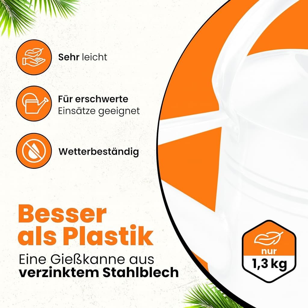 Zinkgiesskanne 10 L mit Giessbrause, Weiss 10 Liter