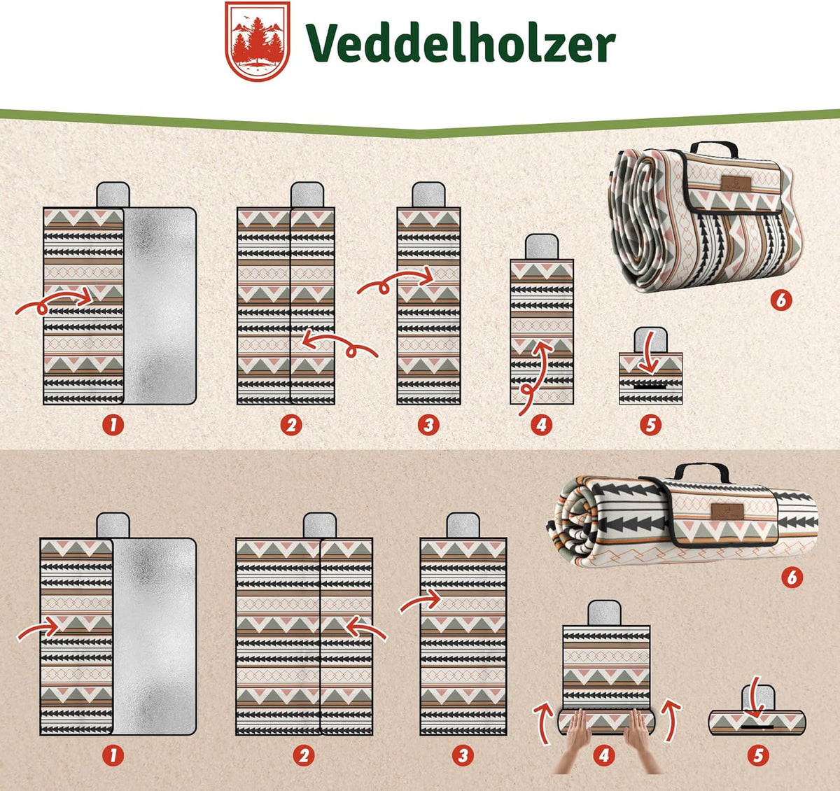 Boho Picknickdecke XXL wasserdicht & sandfest, Boho