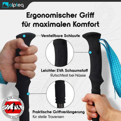 Faltbare Trekkingstöcke, Carbon Zicral 110-130 cm | Blue Teal