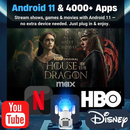4K Mini Projektor mit Android 11 & Bluetooth 5.2