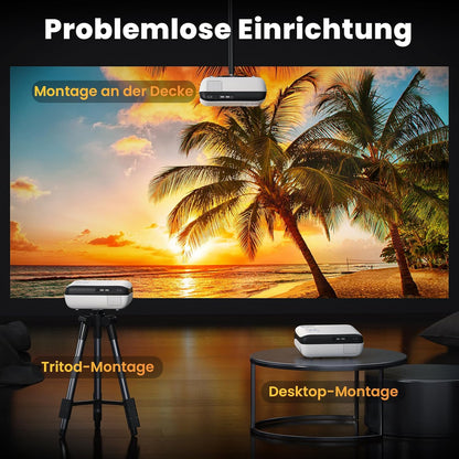Full HD Mini Beamer 4K-Unterstützung für Heimkino, 9500Lumens