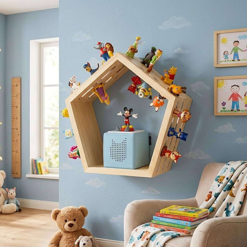 Regal für Toniebox mit Tonies Halterung (Holz)