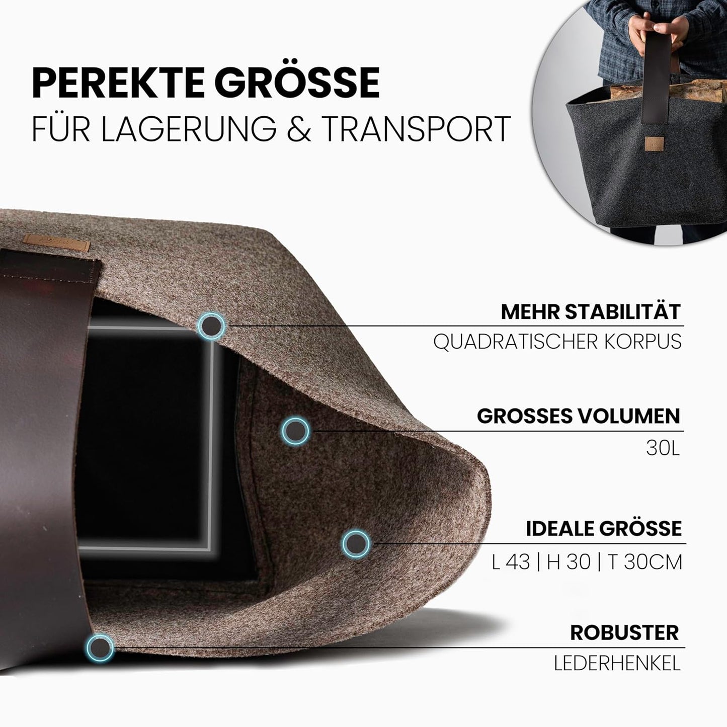 Kaminholzkorb, Beige