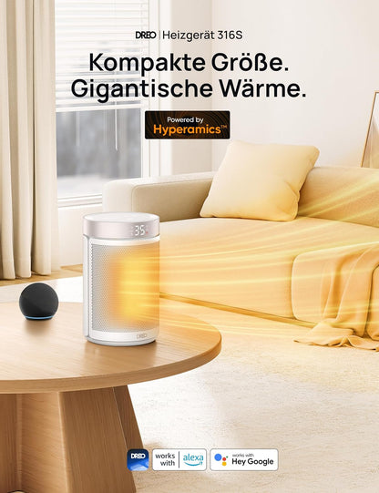 Heizlüfter mit Thermostat, Weiss WLAN