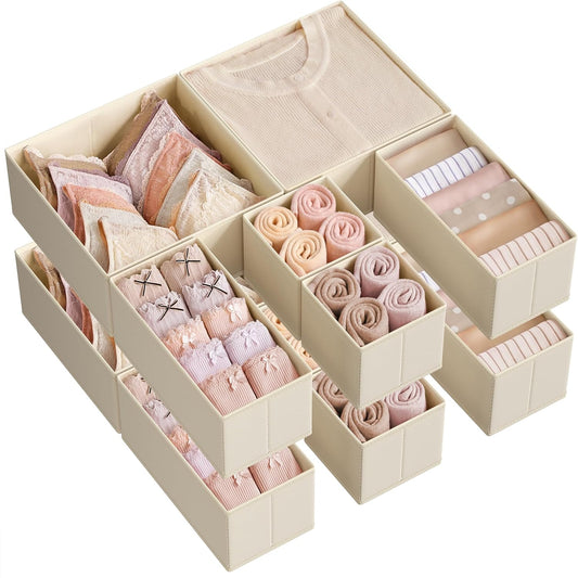 12-teiliges Schubladen Organizer Set, 12er Set Sandbeige