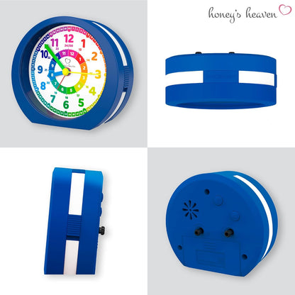 Kinderwecker ohne Ticken, Lernuhr mit Snooze-Funktion, Dunkelblau Kinderwecker