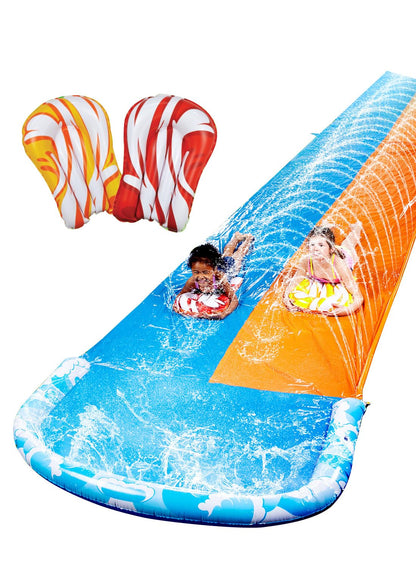 Ultralange Rasen-Wasserrutsche mit Sprinkler (32,5ft), 990,6cm Ultra Long Doppelspur