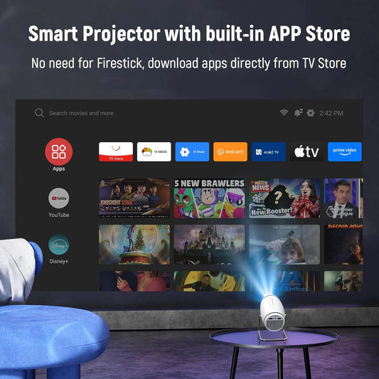 4K Mini Beamer mit App-Store, WiFi 6 und Bluetooth 5.4