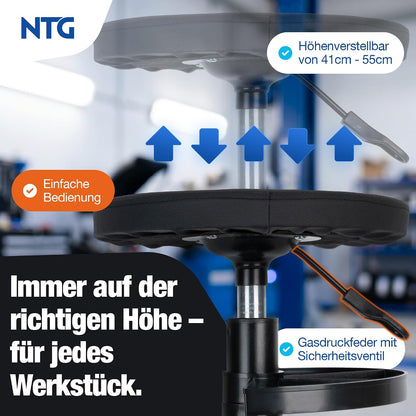 Höhenverstellbarer Werkstatthocker mit Rollen