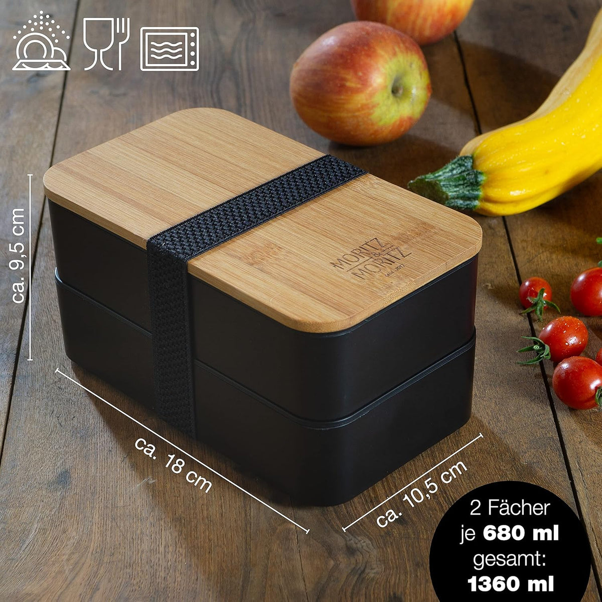 2er Bento Box Set, 2er Pack Schwarz
