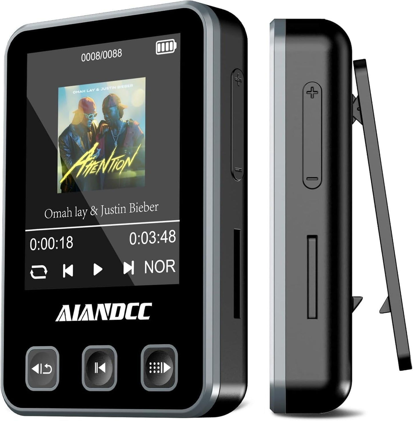 MP3 Player mit Sport Clip & Armband, Schwarz