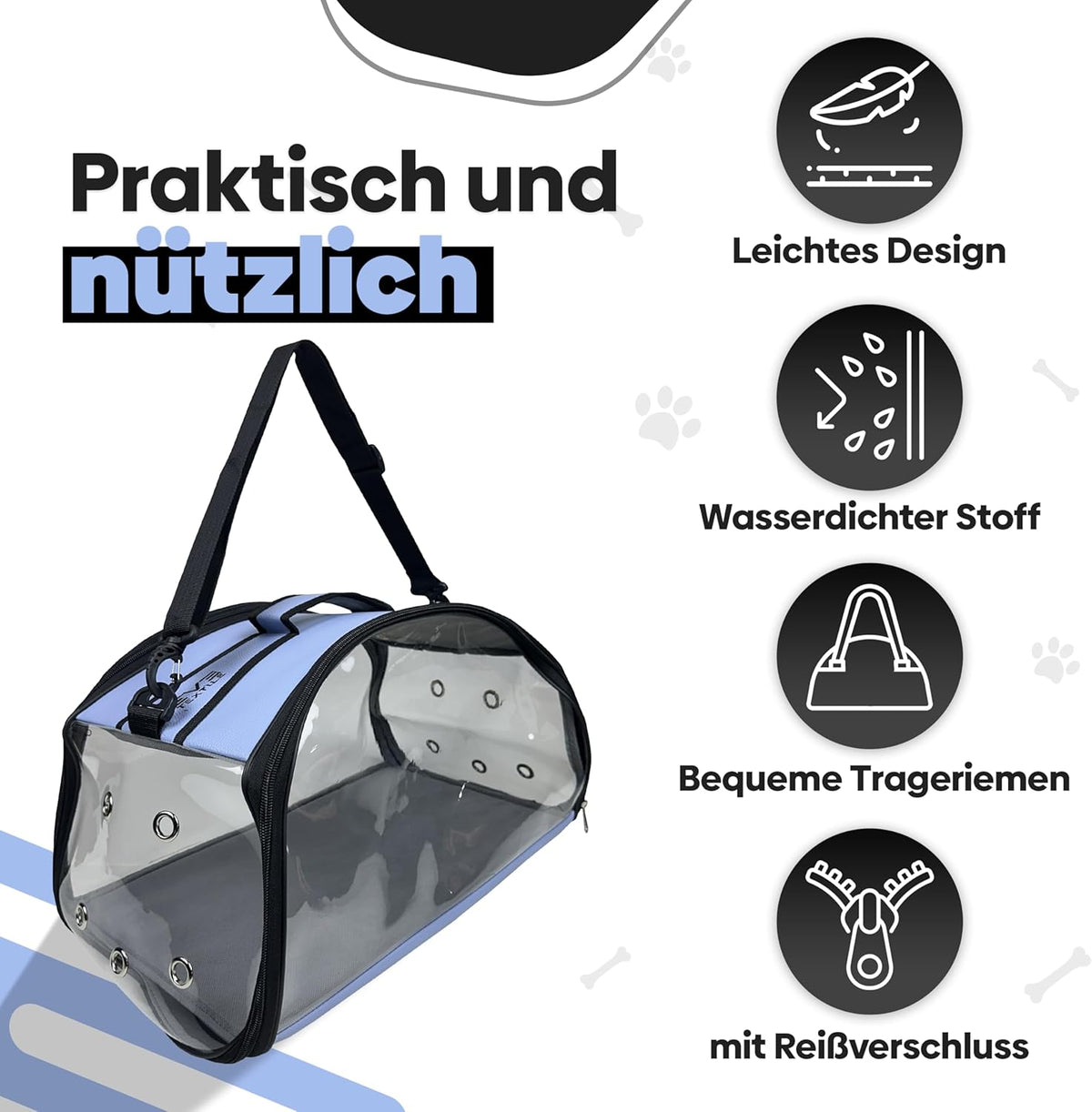 Tragetasche für Hunde und Katzen, Hellblau