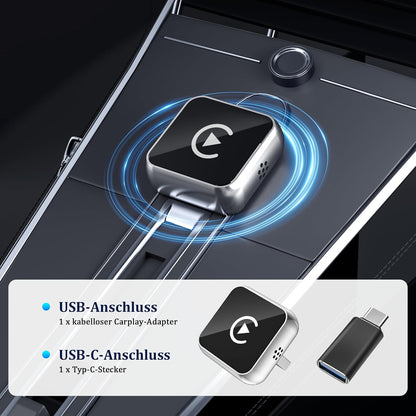 2-in-1 Carplay & Android Auto Wireless Adapter, Tiefschwarz